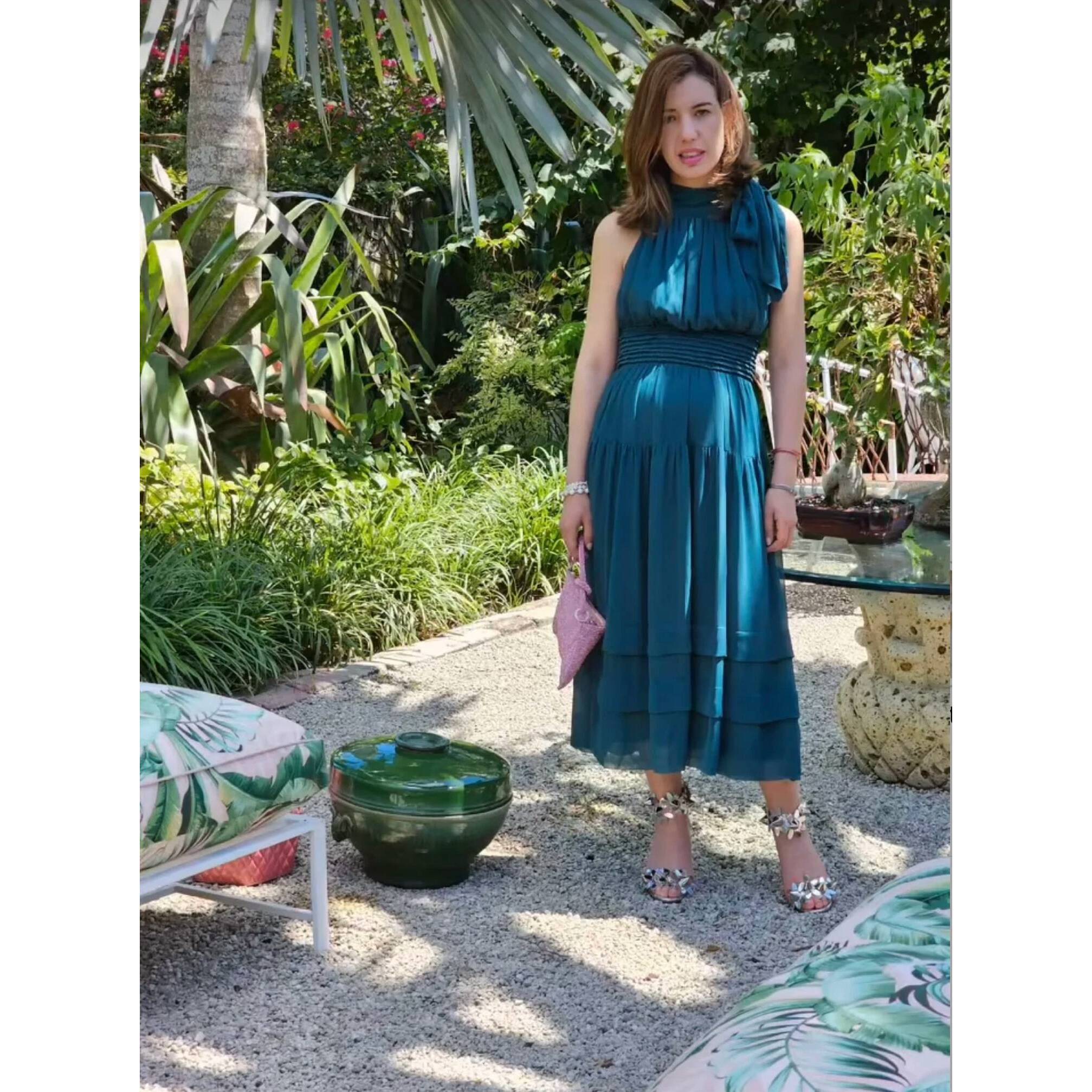 New Reset By Jane Halter Chiffon Dress In Teal